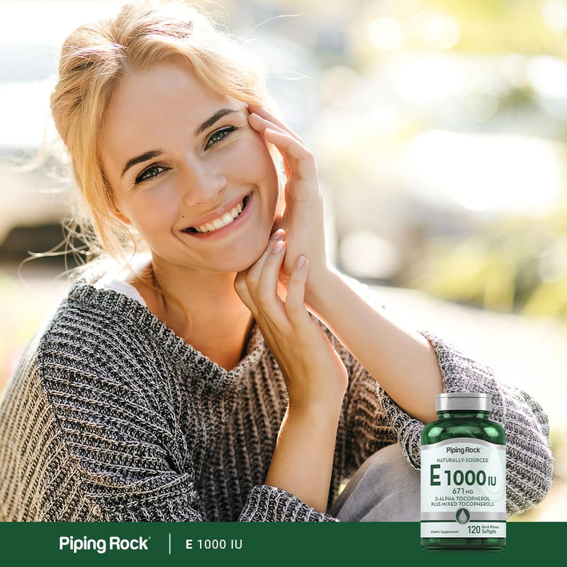 [Australia] - Piping Rock Vitamin E 1000 IU Softgel Capsules | 120 Count | with D-Alpha and Mixed Tocopherols | Gluten Free, Non-GMO Supplement 