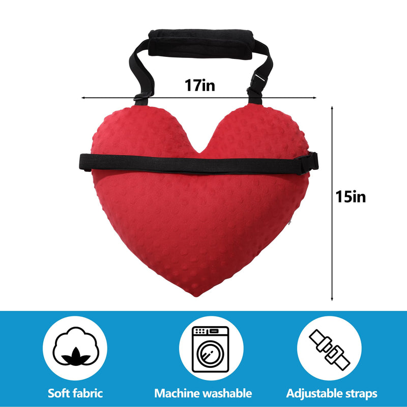 [Australia] - BALAPET Adjustable Heart Shape Pillow for After Heart Surgery, Soft Plush Open Heart Surgery Pillow for Heart Surgery Recovery, Chest Pillow with 2 Fixed Straps for After Heart Surgery Gifts(Red) Red 