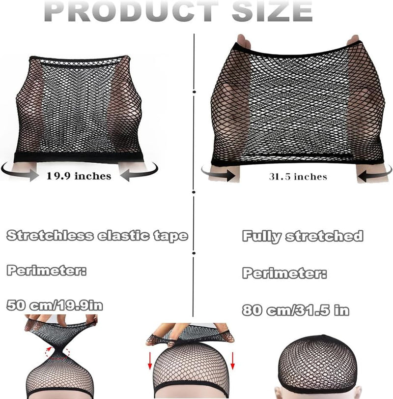 [Australia] - MapofBeauty 3 Pieces Elastic Hair Mesh Net One Size Wig Caps(Black) Black 