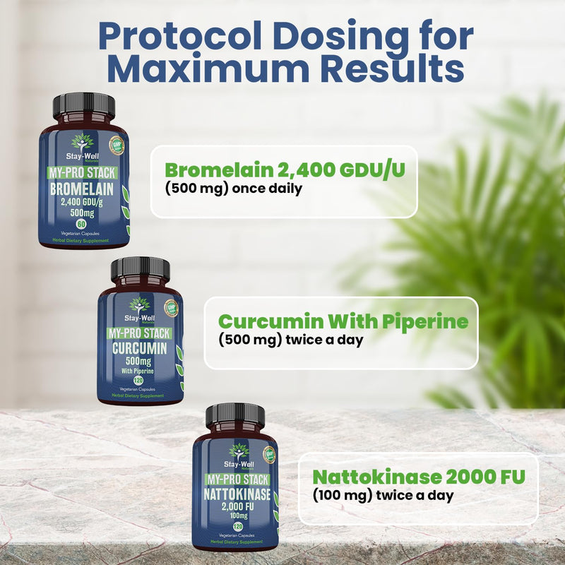 [Australia] - Spike Protein Supplement | Nattokinase 2000 FU 100mg, Bromelain 500mg, Curcumin 500 mg, 60 Day Supply | Full Protocol of Nattokinase Bromelain Curcumin (3 Bottle Set) 