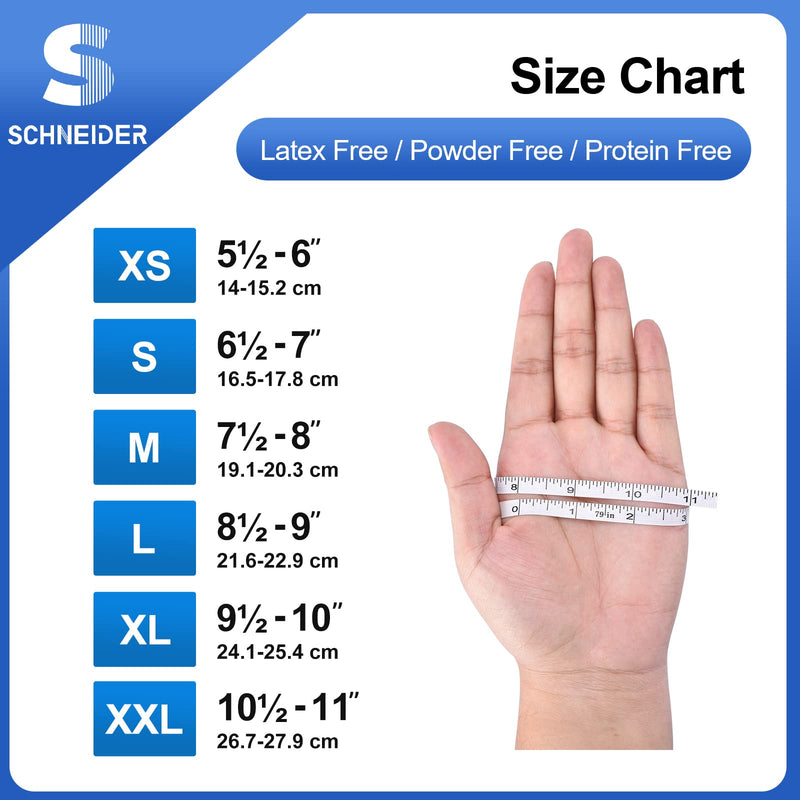 [Australia] - Schneider Nitrile Exam Gloves, Blue, 4 mil, Powder-Free, Latex-Free, for Medical Exam, Cleaning and Food Prep, Non-Sterile 100 Medium 