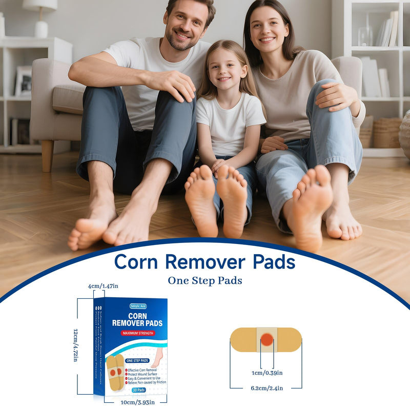 [Australia] - QIYANA Corn Remover Pads for Feet and Toes, 30 Pack Extra Strength 40% Salicylic Acid Medicated Patches, Effective Treatment for Small Callus and Dead Skin 30 Count (Pack of 1) 