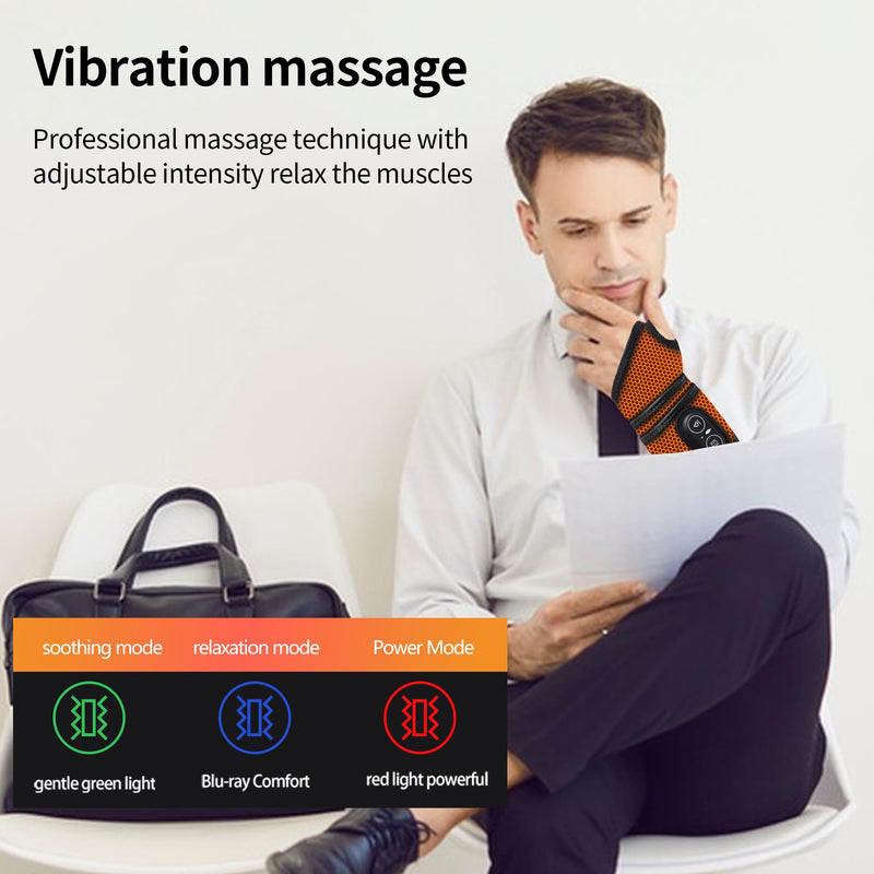 Cordless Wrist Heating Pad with Massage, Wrist Hand Heating Pad for Pain Relief, Heated Wrist Wrap with 3000mAh Battery, Vibration and Adjustable Heat Settings - Left Right Hand S18