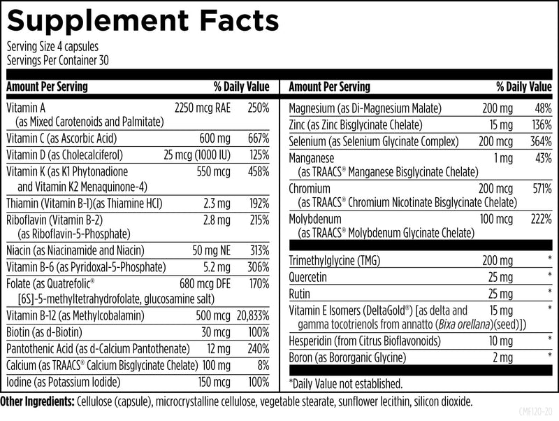Designs for Health DFH Complete Multi - Comprehensive Multi Vitamin + Mineral Supplement with Folate, 1000 IU Vitamin D, Immune Support Vitamins - Multivitamin with No Copper, No Iron (120 Capsules) Standard Packaging