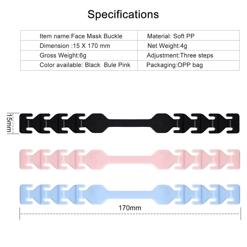 [Australia] - MIAODAM Adjustable Mask Extender Strap, Mask Ear Saver, Mask Holder, Mask Straps, Masks Extension Masks Buckle Ear Protectors (5PCS, Black) 5 