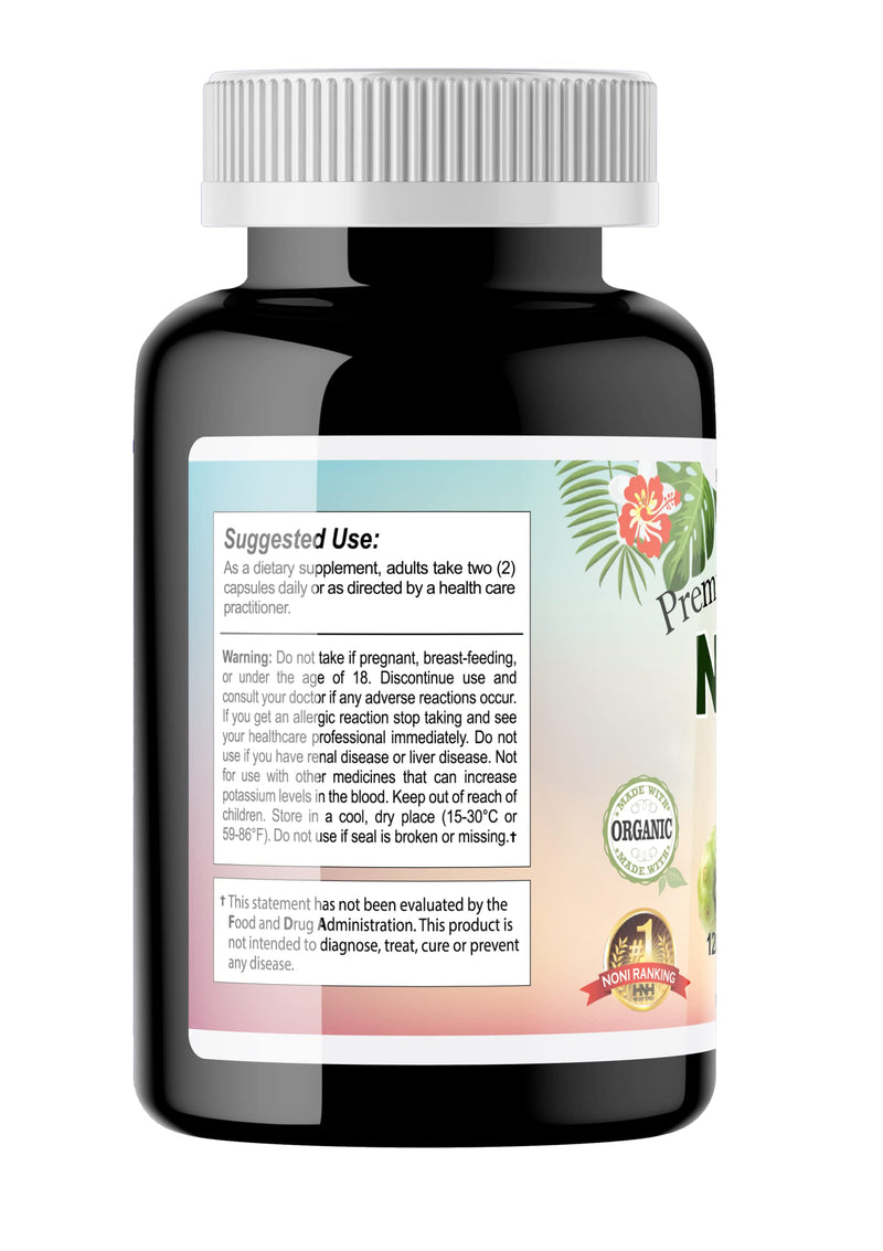 [Australia] - Dr.K&C HNHusa Premium Organic Noni 1000 mg 120 Veggie Capsules Pure Antioxidants Overall Health Support Immune System Morinda Citrifolia Extract Vegan Non GMO No Filler Supplements Noni 1pk 120 Count (Pack of 1) 