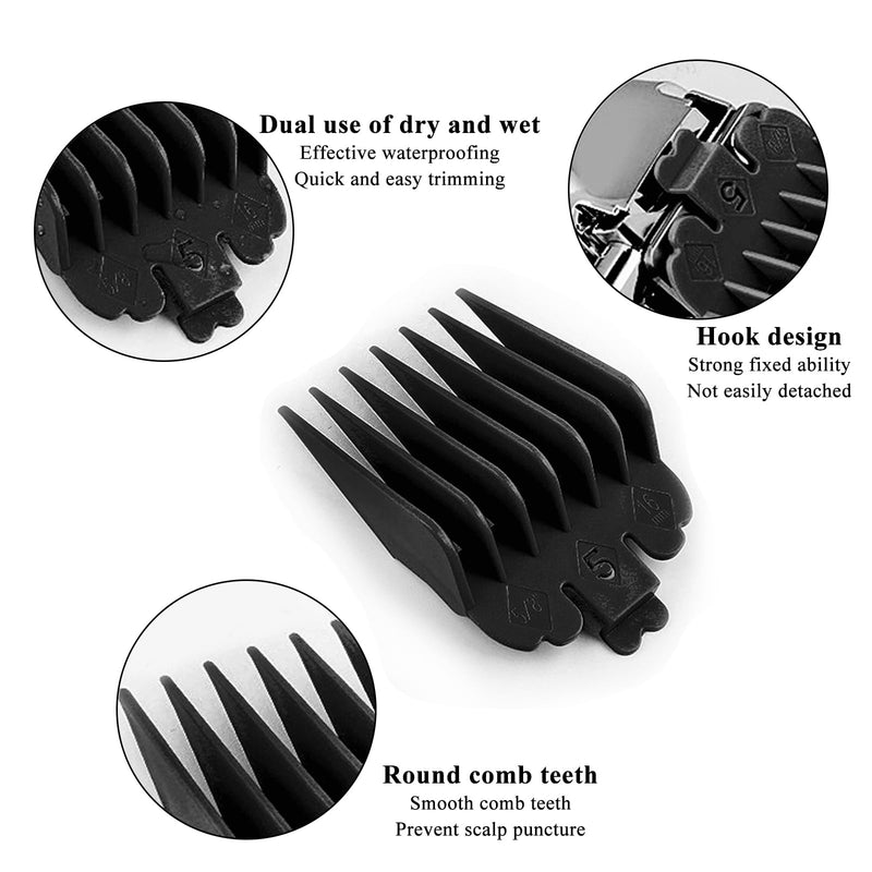 [Australia] - Trimmer attachments, hair combs set, hair clipper, magic clip, hair trimmer, beard trimmer, attachment comb, slide-on combs for clippers, hairdresser, salon tool (black) 