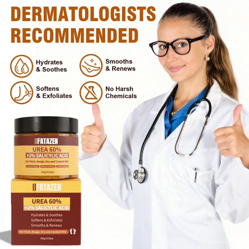 60% Urea Foot Cream with 2% Salicylic Acid for Dry Cracked Heels, Organic Tea Tree Feet Callus Repair Lotion, Maximum Strength Moisturizer with Hyaluronic Acid & Ceramides for Dry, Rough Skin