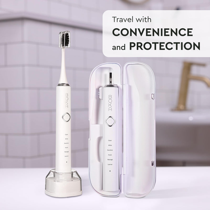 [Australia] - Boka 3.0 Electric Toothbrush for Adults w/ 2 Heads - Rechargeable Sonic Powered Tooth Brush - Charcoal Activated Bristles for Deep Cleaning - Dentist Recommended Oral Care - Charging Base w/Micro USB Boka 3.0 