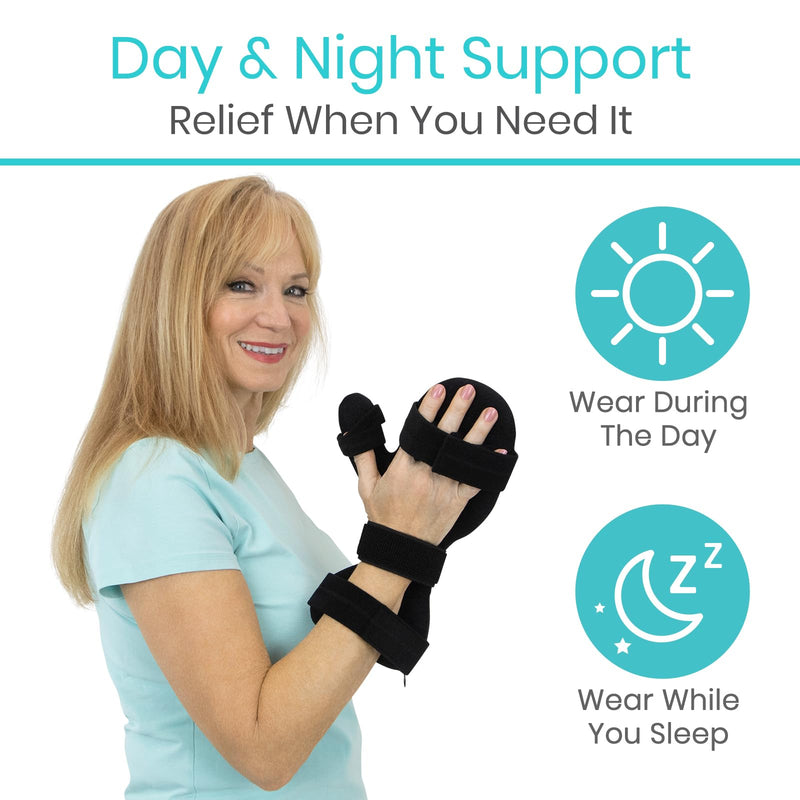 Vive Resting Hand Splint - Stroke Recovery Support Brace for Straightening Fingers - Right & Left Wrist Night Immobilizer - Patient Rehabilitation Tools Tendonitis, Arthritis, Carpal Tunnel Relief