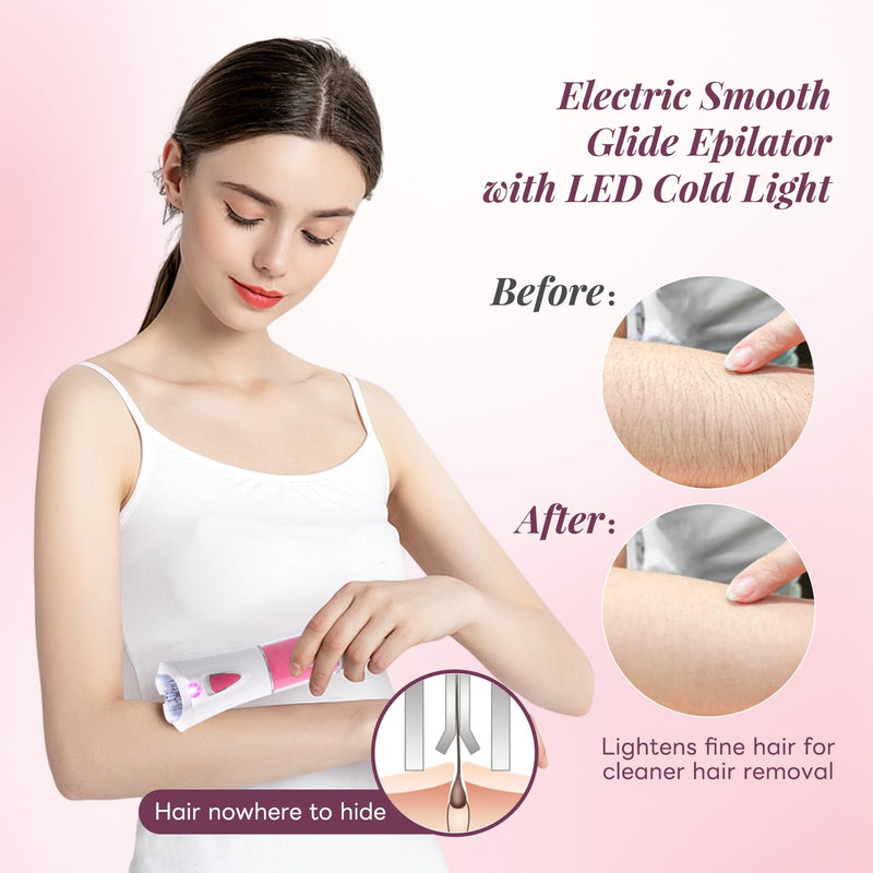 [Australia] - Epilator hair removal for women - women's epilator - women's facial epilator with LED light - electric glide epilator - women's wireless epilator lady shaver removal for bikini area, armpits 