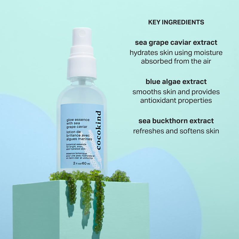 Cocokind Glow Essence with Sea Grape Caviar, Hydrating Primer and Facial Mist, Facial Moisturizer with Sea Buckthorn, Linoleic Acid, and Vitamin E | Hydrating Primer and Facial Mist, Facial Moisturizer with Sea Buckthorn, Linoleic Acid, and Vitamin E