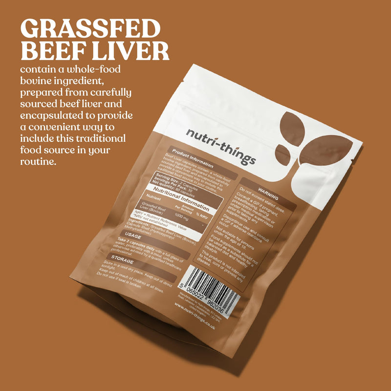 Grass Fed Beef Liver Capsules – Nutrient-Rich Organ Supplement for Energy, Immunity & Vitality – 500mg Per Capsule – Desiccated Liver Tablets – Supports Mood, Skin & Wellness – 60 Capsules