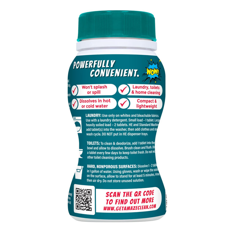 [Australia] - AMAZE Ultra Concentrated Bleach Tablets [32 tablets] - Meadow Scent - for Laundry, Toilet, and Multipurpose Home Cleaning. No Splash Liquid Bleach Alternative 