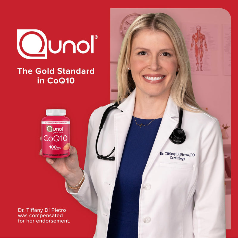 Qunol CoQ10 100mg Gummy, Ultra High Absorption, Antioxidant, 120 Gummies 60 Count (Pack of 2)