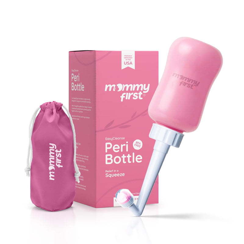 [Australia] - Peri Bottle for Postpartum Care from Mommy First™ | Upside Down Bottle for Perineal Cleansing and Recovery | Portable Bidet | Postpartum Essential | Baby Pink 12.2 OZ 12.2 Ounce 