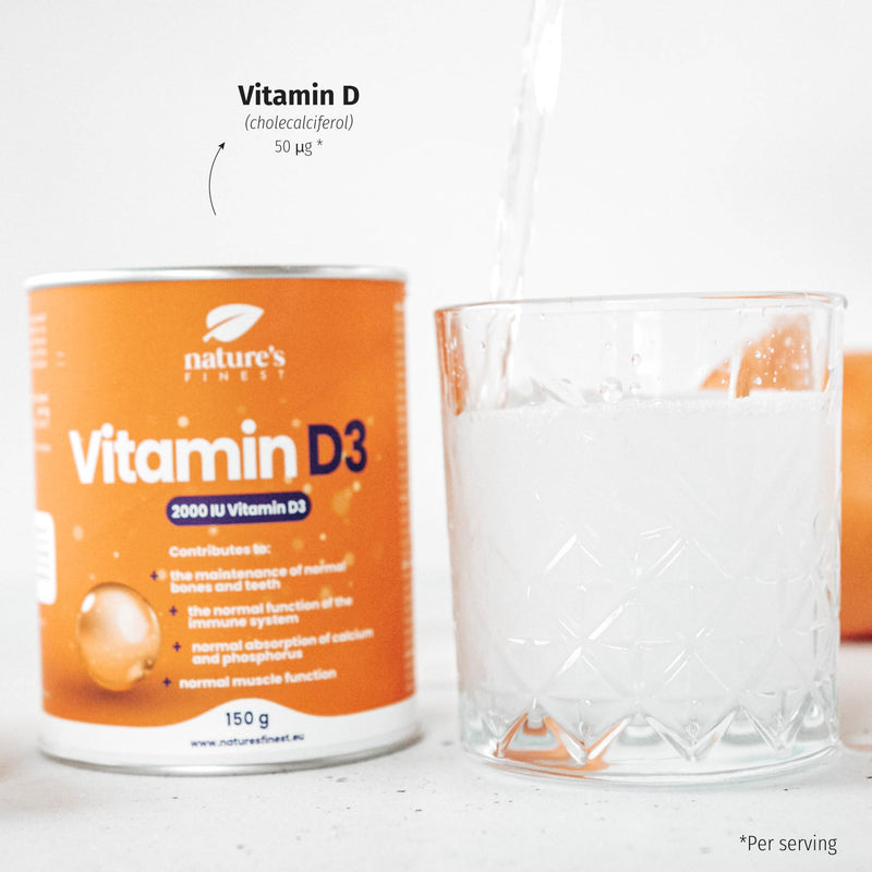 Nature's Finest by Nutrisslim Vitamin D3 Powder 2000 IU, 150 g - 30 Servings - High-Dose Vitamin D for Immune Support, Bone & Muscle Health - Optimal Absorption, Sugar-Free, Lemon Flavor 150 g (Pack of 1)