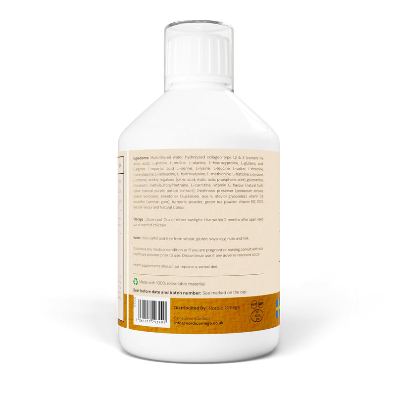 JointSupport Collagen, Berry Flavour, Sugar Free, 500ml, Made in Sweden (Pack of 1, Berry) 500 ml (Pack of 1)