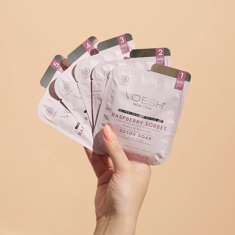 [Australia] - VOESH Pedi in a Box O2 Fizz, Detoxifying Spa Pedicure, DIY Pedi, At-Home Pedi, Pedi in a Box, Spa Foot Treatment, Vegan Beauty, Foot Detox, Pedicure Prep 2 Pack Raspberry Sorbet 