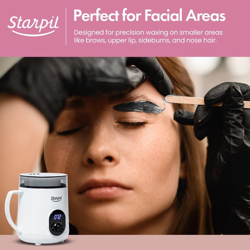[Australia] - Starpil Wax Warmer - Digital Mini Wax Warmer for Hair Removal 8.4oz / 238g – Best for Hard Wax Beads – Use for Hair Removal – Adjustable Temperature Wax Pot for Facial Hair (White) White 