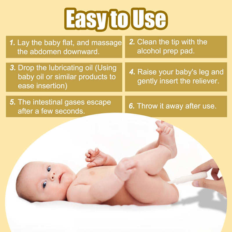 [Australia] - Gas and Colic Reliever for Babies, 20 Counts Baby Gas Colic Passer, Natural Solution for Baby Colic and Gas Relief, Effective Instant Constipation Relief for Babies + 6 Alcohol Prep Pads 