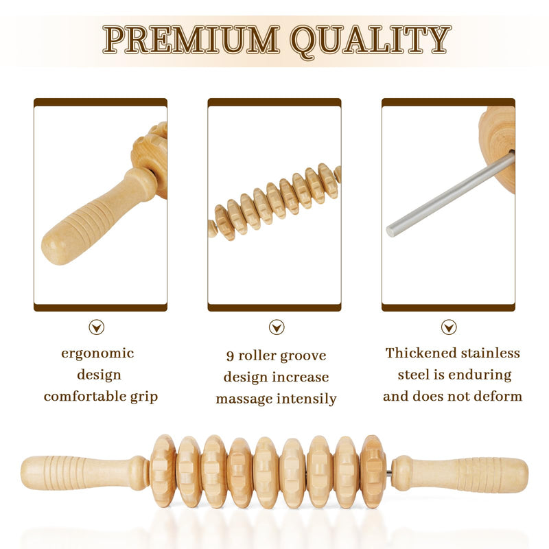 [Australia] - Liitrton Manual Wooden Fascia Massage Roller Trigger Points for Release Cellulite Sore Muscle Blasting (White) White 