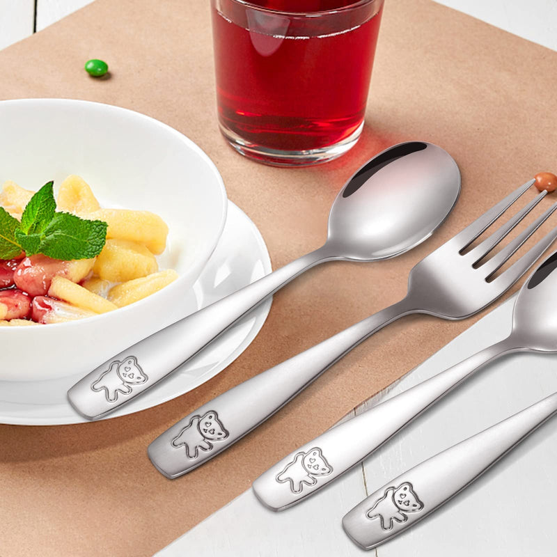 [Australia] - Pimoys 6 Pieces Toddler Utensils Kids Silverware Stainless Steel Toddler Forks and Spoons Set, Metal Children's Safe Flatware Kids Cutlery Set, 3 x Child Forks, 3 x Children Spoons 
