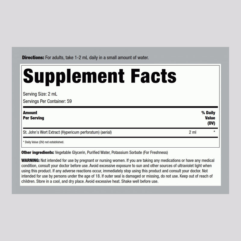 [Australia] - Piping Rock St Johns Wort Tincture Liquid | 4 fl oz | Premium Extract Drops | Botanical Herb Supplement | Alcohol Free, Non-GMO, Gluten Free 