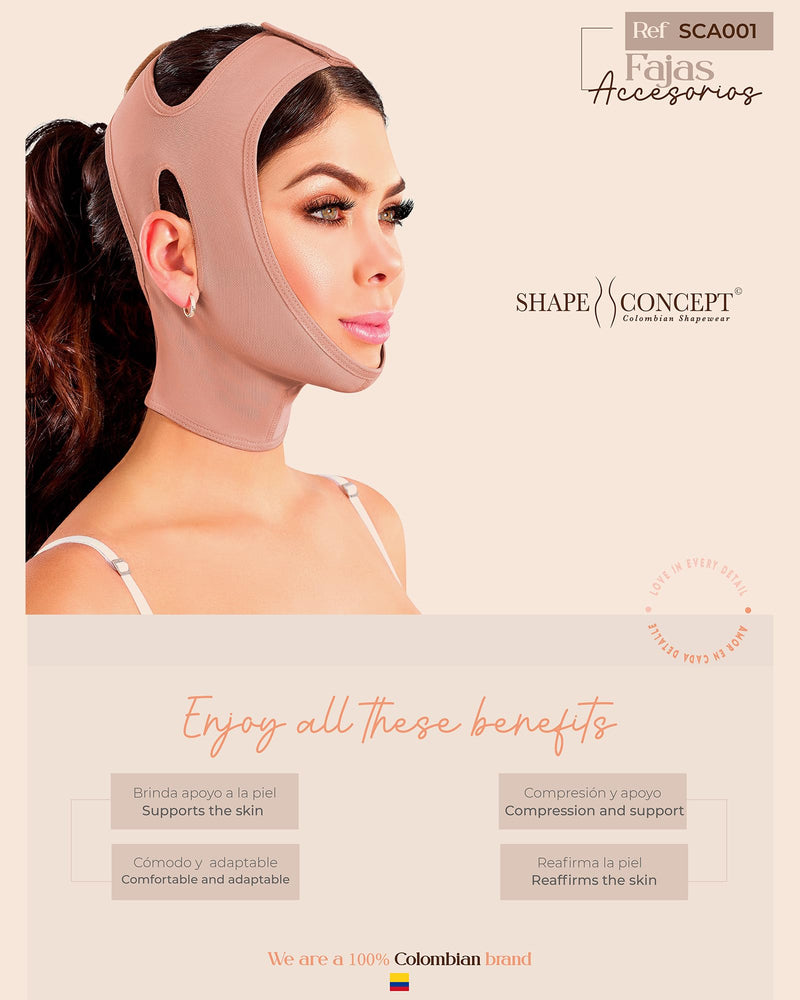 Shape Concept 301 Neck & Chin Compression Strap Face Bandage Support for Recovery & Contouring