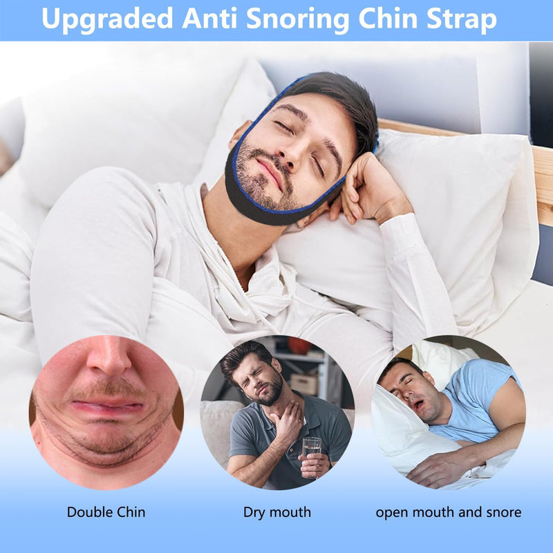 [Australia] - Anti Snoring Chin Strap with 2 Adjustable Velcro, Soft Airflow Chin Straps for Snoring, Safe and Effective Anti Snore Device, cpap Chin Strap to Keep Mouth Closed and Reduce Snoring 