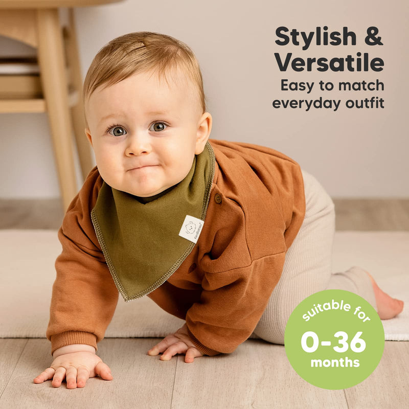 [Australia] - KeaBabies 8-Pack Organic Baby Bandana Drool Bibs - Stylish Unisex Bandana Bibs, Super Absorbent Bandana Drool Bibs, Gentle Teething Bibs for Infants, Organic Cotton Baby Bib (Basics) One Size (Pack of 8) Basics 