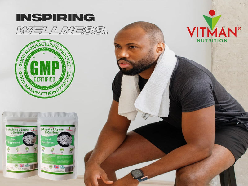 L-Arginine L-Lysine L-Ornithine Tablets - Synergistic Amino Acid Complex 120 x 800mg Pills - Health Supplement Bodybuilder Gym Muscle Mass Support - Promotes Optimal Assimilation & Absorption (120)