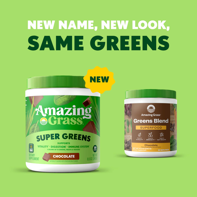 Amazing Grass Super Greens Powder Chocolate, 30 Servings, 8.5 oz | Organic Greens Superfood Powder with Spirulina, Beet Root, Probiotics & Digestive Enzymes to Support Digestion 8.5 Ounce (Pack of 1)