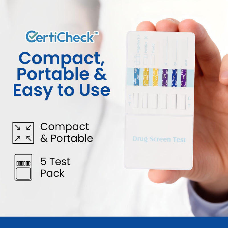 6 Panel Federal Multi-Drug Urine Test Kit, Federal 5 Urine Drug Test with Fentanyl (1 ng/mL), Cocaine, Amphetamines, Opiates, PCP & THC Tests for Home Use, Fast Results Multi-Panel Dip Tests at Home