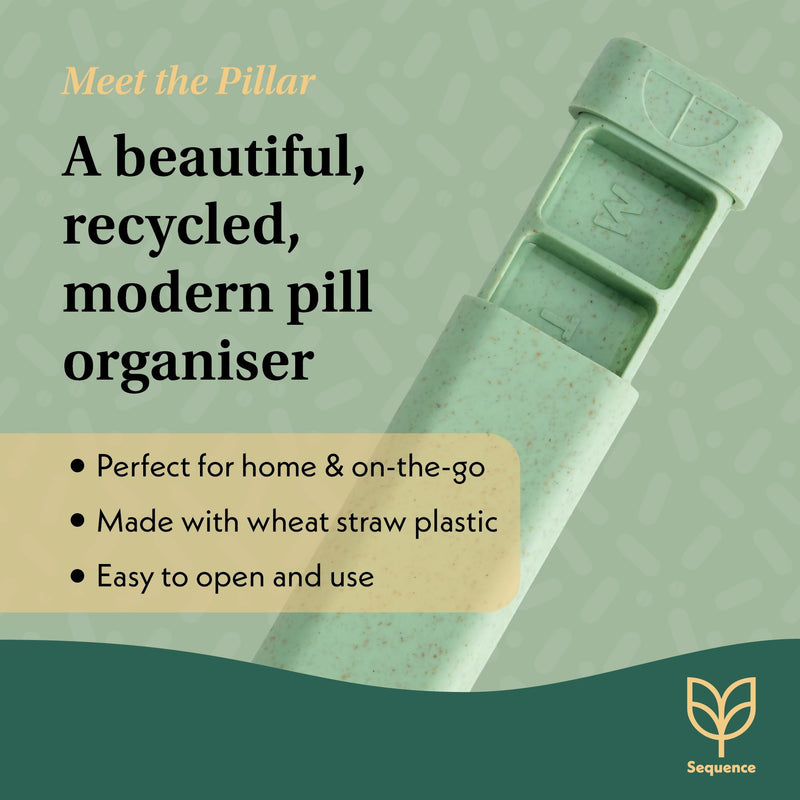[Australia] - Pillar - 7-Day Pill Organizer | Weekly Medicine Pill Container Travel Box - Aesthetic Medication Holder - Stylish Travel Pill Case - Cute Small Medication Organizer 7 Day for Women (Sage Green) Sage Green 