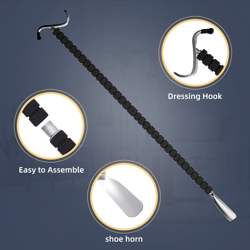 [Australia] - Shoe Horn Long Handle,Dressing Stick,Adjustable Extended Sock Remover Aid Helper for Shoes, Socks, Shirts, Pantsseniors with Travel Bag 