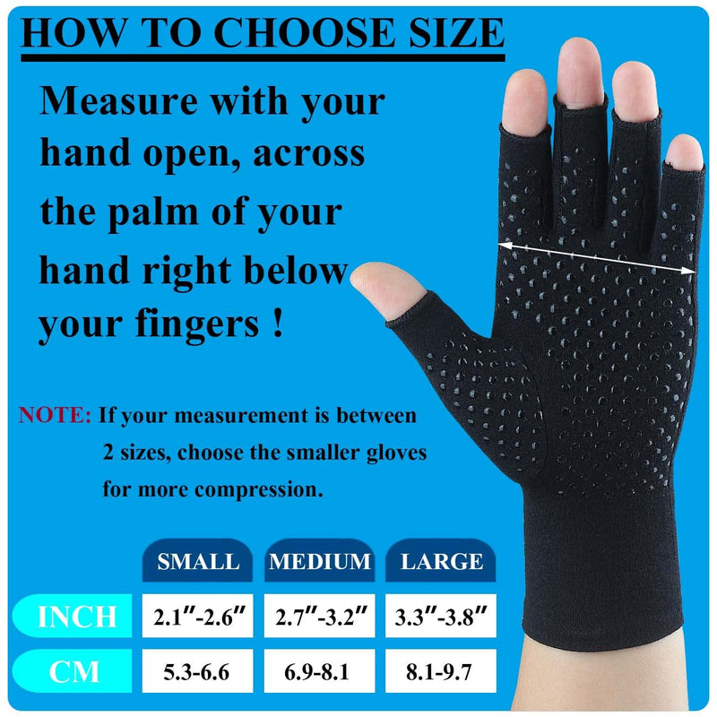 [Australia] - 2 Pairs Arthritis Gloves for Pain Relief, Compression Gloves for Arthritis, Carpal Tunnel, Osteoarthritis, Joint, Typing, Driving, Fingerless Hand Gloves for Women Men (Grey1+Pure Black1, Medium) Grey1+pure Black1 