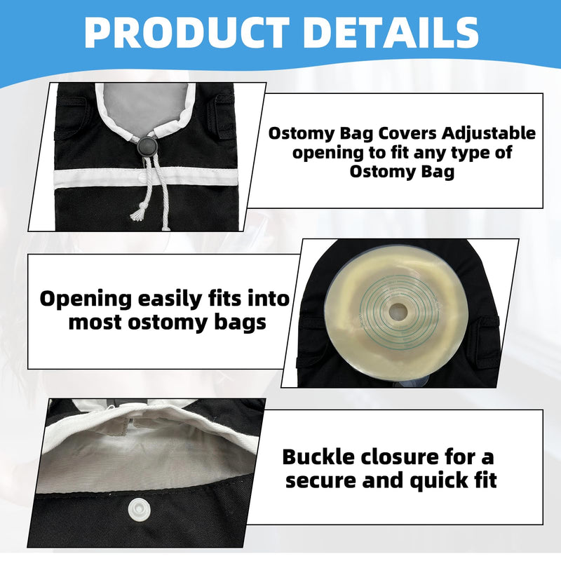 [Australia] - Ostomy Bag Covers, Ostomy Belt for Men & Women, Liner Waterproof Colostomy Bag Covers Ostomy Supplies Black 