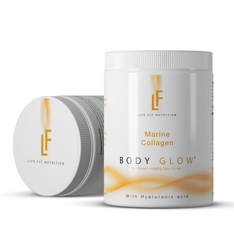 Body Glow Marine Collagen Powder, 10,000mg with Hyaluronic Acid & Vitamin C, Hydrolysed for High Absorption, Type 1 Marine Collagen from Fish, Unflavoured, Odourless & Neutral Taste, 29 Servings 300g