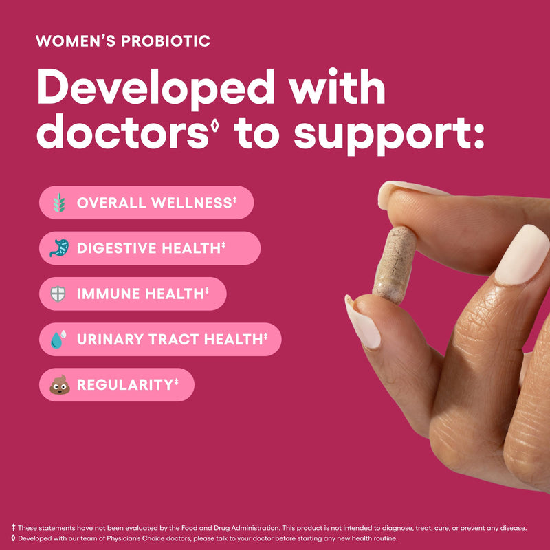 Physician's Choice Probiotics - PH Balance, Digestive, UT, & Feminine Health - 50 Billion CFU - 6 Unique Strains for Women - Organic Prebiotics, Cranberry Extract+ - Probiotic - 60 CT 60 Count (Pack of 1)