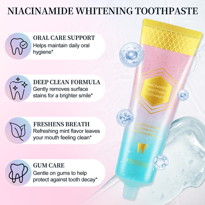 [Australia] - Niacinamide Whitening Toothpaste 3 Pack, Niacinamide Toothpaste, Freshening Breath & Deep Gentle Cleaning, 3.8Oz 