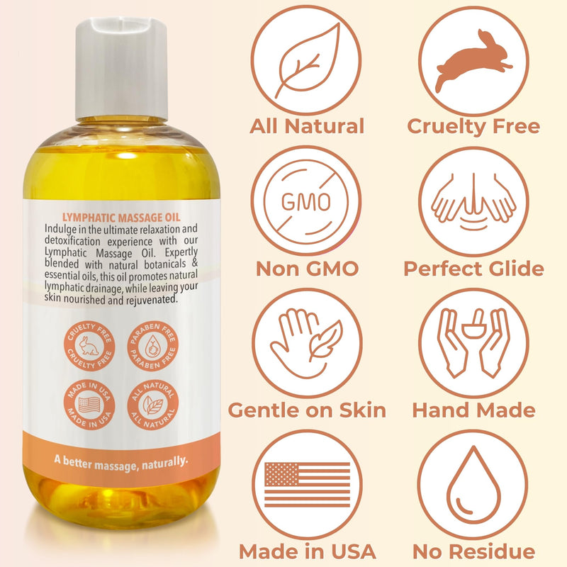 [Australia] - Lymphatic Massage Oil for Massage Therapy | 100% Natural Lymphatic Drainage Oil | Premium Quality with Arnica, Lemon & Ginger Oil | for Post Surgery Recovery & Detox | 8oz by Brookethorne Naturals 