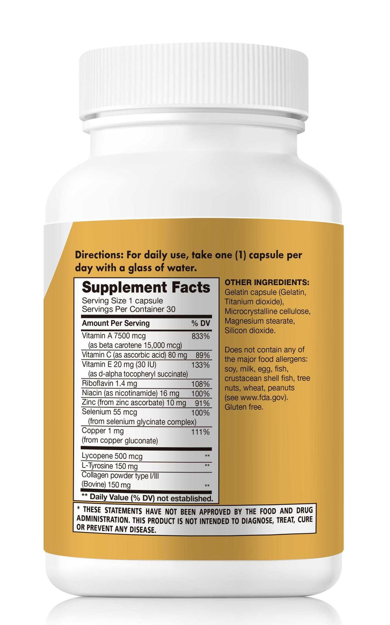 [Australia] - Tan Optimizer Plus+ – Tanning and Skin Health Supplement with Beta Carotene, L-Tyrosine, Collagen, and Vitamins | Immune System & Antioxidant Support | 30 Count 