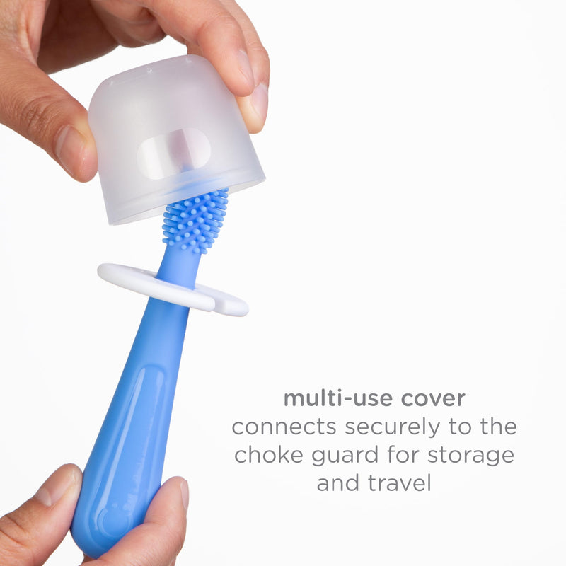 Ubbi Grow with Me Toothbrush Training Set for Babies and Toddlers, Includes One 360° Food-Grade Platinum Silicone and One Soft Bristled Toothbrush, Polaris Blue and Zest Green Grow With Me Toothbrush Set, Polaris & Zest