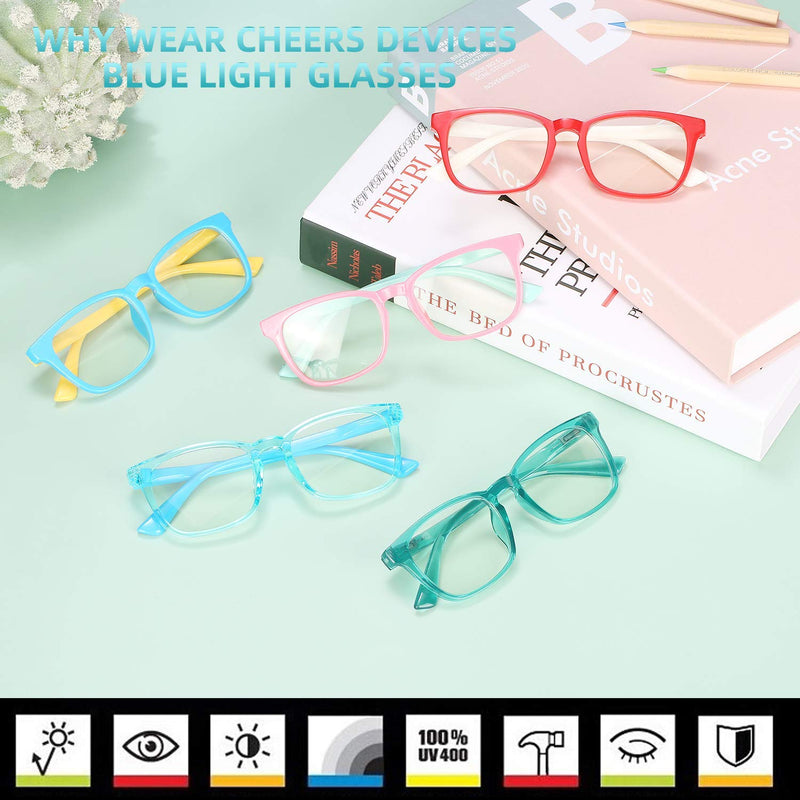 [Australia] - CHEERS DEVICES Blue Light Blocking Glasses for Kids Boys Girls Teens - Computer Glasses with Unbreakable Frame and Anti-Glare * 5 Pair Mix-a , Age 6-14 Age 6-14 Yrs 