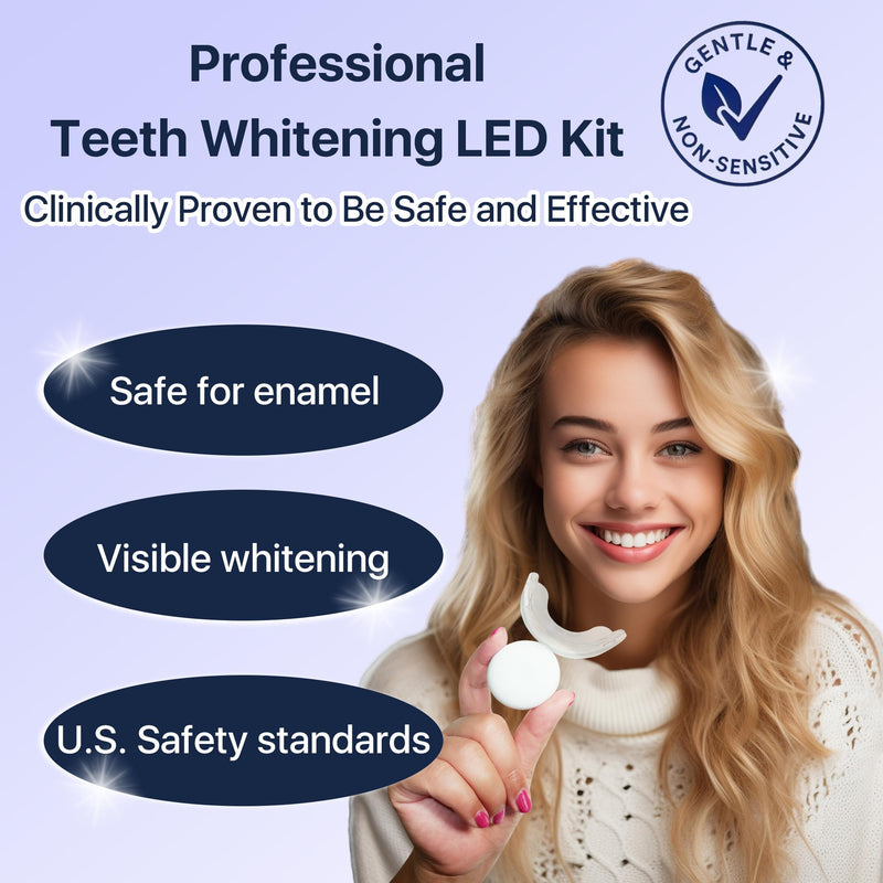[Australia] - American Teeth Whitening Kit, Teeth Whitening Gel, Pen, Whitening Trays with Light, 25 Uses, Whiten Up to 8 Shades in 1 Week, 2025 Powerful Teeth Whitener 