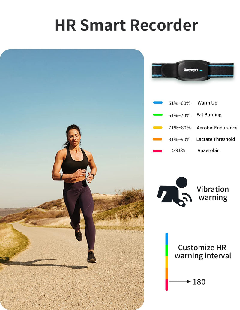 [Australia] - iGPSPORT Heart Rate Monitor Armband HR70, Bluetooth 5.0 ANT+ arm Heart Rate Monitor, 65H Battery Life and HR Zone LED Indicator (Black) 