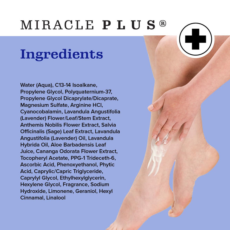 Miracle Plus Magnesium Cream For Leg Relief | Magnesium Lotion Calming Leg Cream Herbal Moisturizer Topical Body Butter Soothes + Calms Sensations, Itching, & Shaking, 8 Oz 8 Ounce (Pack of 1) Magnesium Relaxing Leg Cream