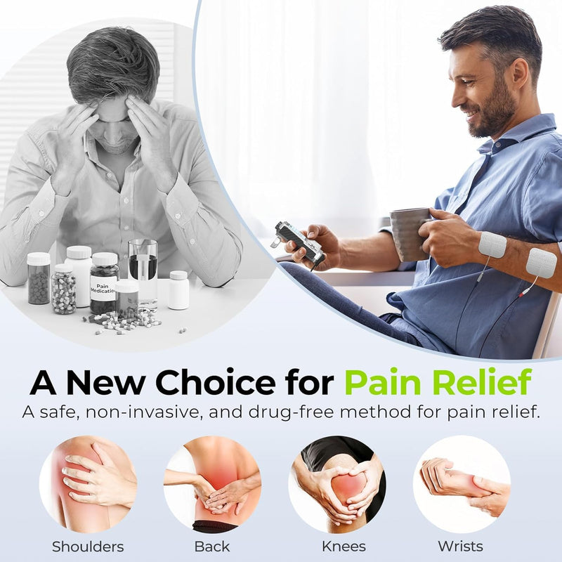 AUVON Rechargeable Digital TENS Unit Muscle Stimulator, Customizable 8-Mode | TENS Machine with 40 Levels for Gradual Neck, Shoulder, Back Pain Relief, 600 mAh Battery Life, 12 Electrodes, A Carry Case