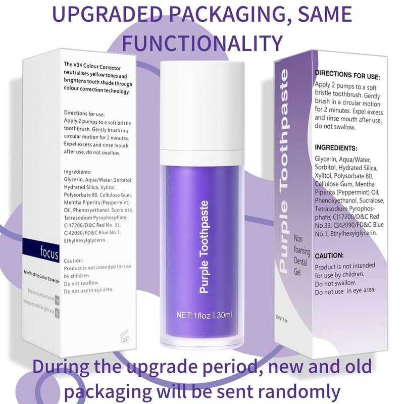 [Australia] - Purple Toothpaste for Teeth Whitening, Purple Toothpaste, Tooth Stain Removal, Tooth Stain Removal Colour Corrector, Teeth Whitening Kit 1 Fl Oz (Pack of 1) 